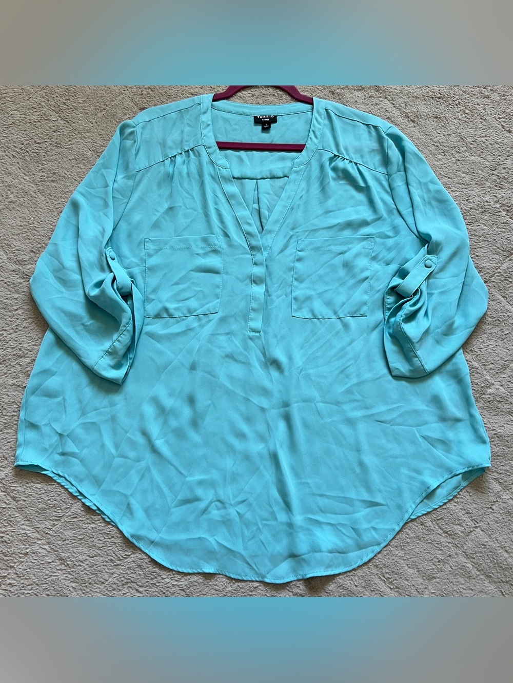 Torrid Harper Georgette 3/4 Sleeve V-Neck Blouse Capsule Preppy Office Sz 1X